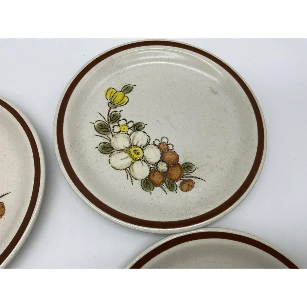 Vintage Woodhaven Collection Sunnybrook Bread Plates Set Of 5 Floral Stoneware